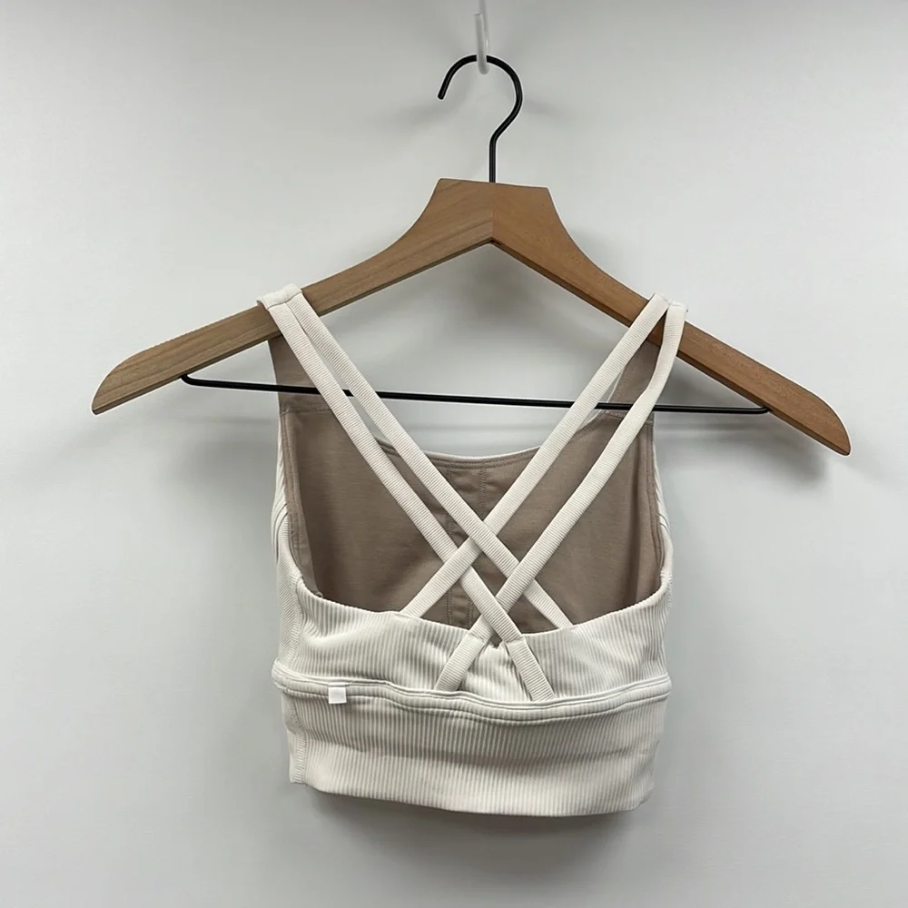 Lululemon Energy Ribbed Textured Racerback Sports Bra White 2 - Picture 4 of 6